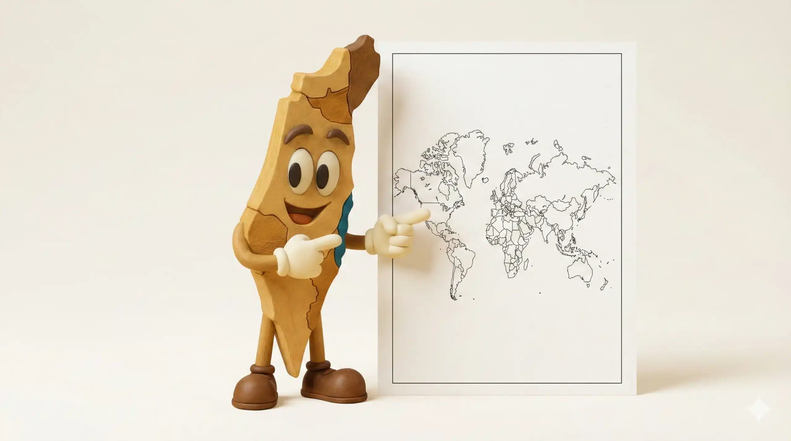 מפסיק מצביע על מפת העולם לצביעה